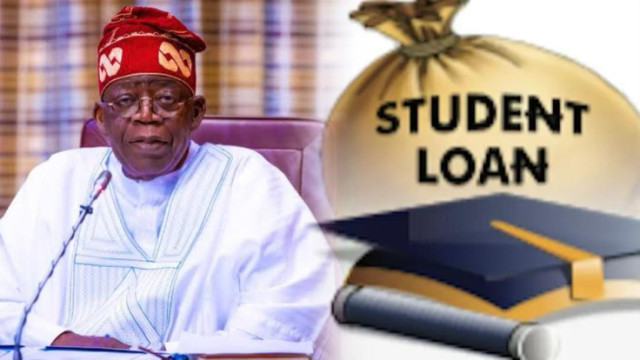 Photo of President Bola Tinubu and Student Loan Logo